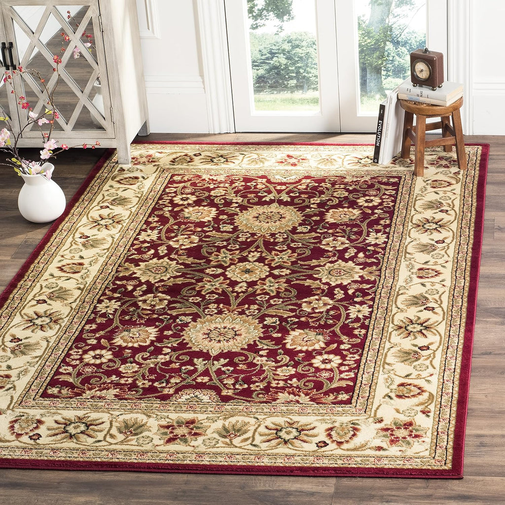 SAFAVIEH Lyndhurst Collection Area Rug - 5'3" x 7'6", Ivory & Red, Traditional Oriental Design, Non-Shedding & Easy Care, Ideal for High Traffic Areas in Living Room, Bedroom (LNH212K)