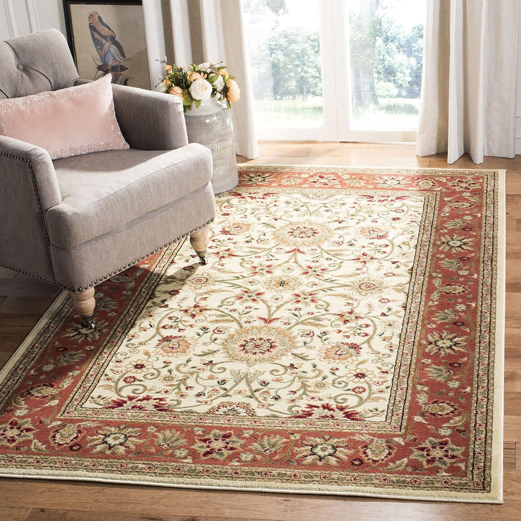 SAFAVIEH Lyndhurst Collection Area Rug - 5'3" x 7'6", Ivory & Red, Traditional Oriental Design, Non-Shedding & Easy Care, Ideal for High Traffic Areas in Living Room, Bedroom (LNH212K)