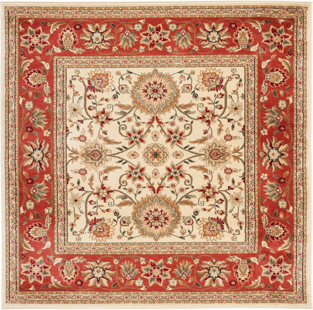 SAFAVIEH Lyndhurst Collection Area Rug - 5'3" x 7'6", Ivory & Red, Traditional Oriental Design, Non-Shedding & Easy Care, Ideal for High Traffic Areas in Living Room, Bedroom (LNH212K)