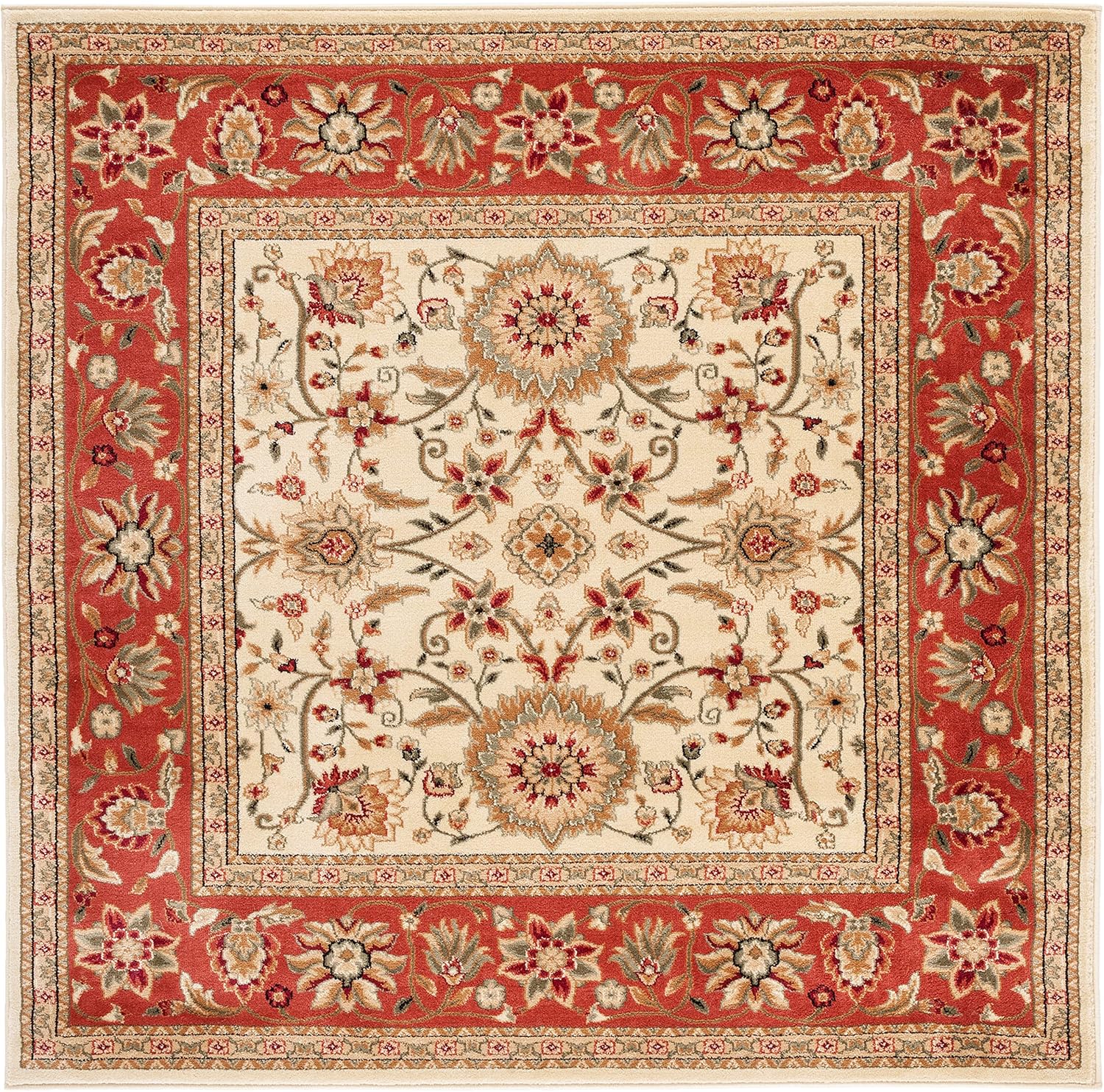 SAFAVIEH Lyndhurst Collection Area Rug - 5'3" x 7'6", Ivory & Red, Traditional Oriental Design, Non-Shedding & Easy Care, Ideal for High Traffic Areas in Living Room, Bedroom (LNH212K)