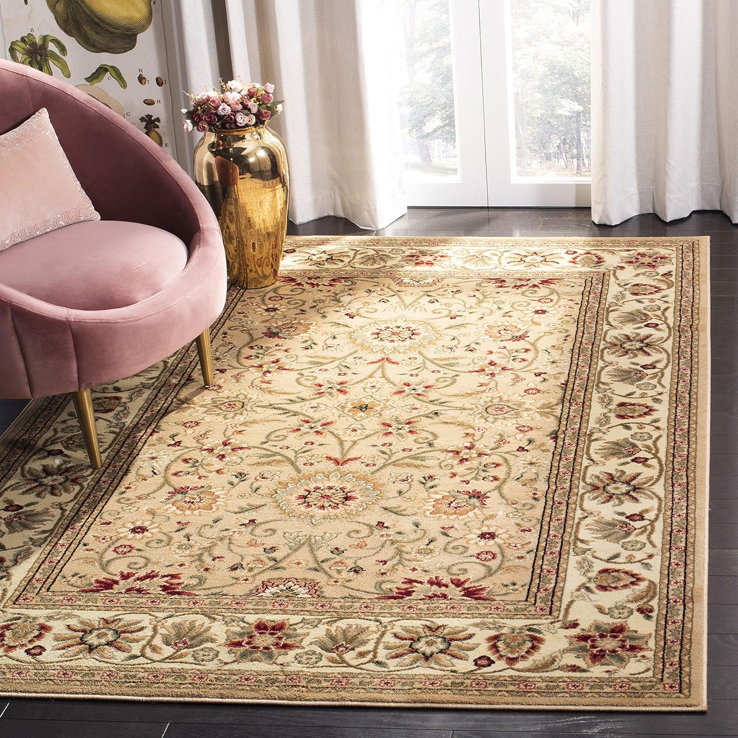 SAFAVIEH Lyndhurst Collection Area Rug - 5'3" x 7'6", Ivory & Red, Traditional Oriental Design, Non-Shedding & Easy Care, Ideal for High Traffic Areas in Living Room, Bedroom (LNH212K)