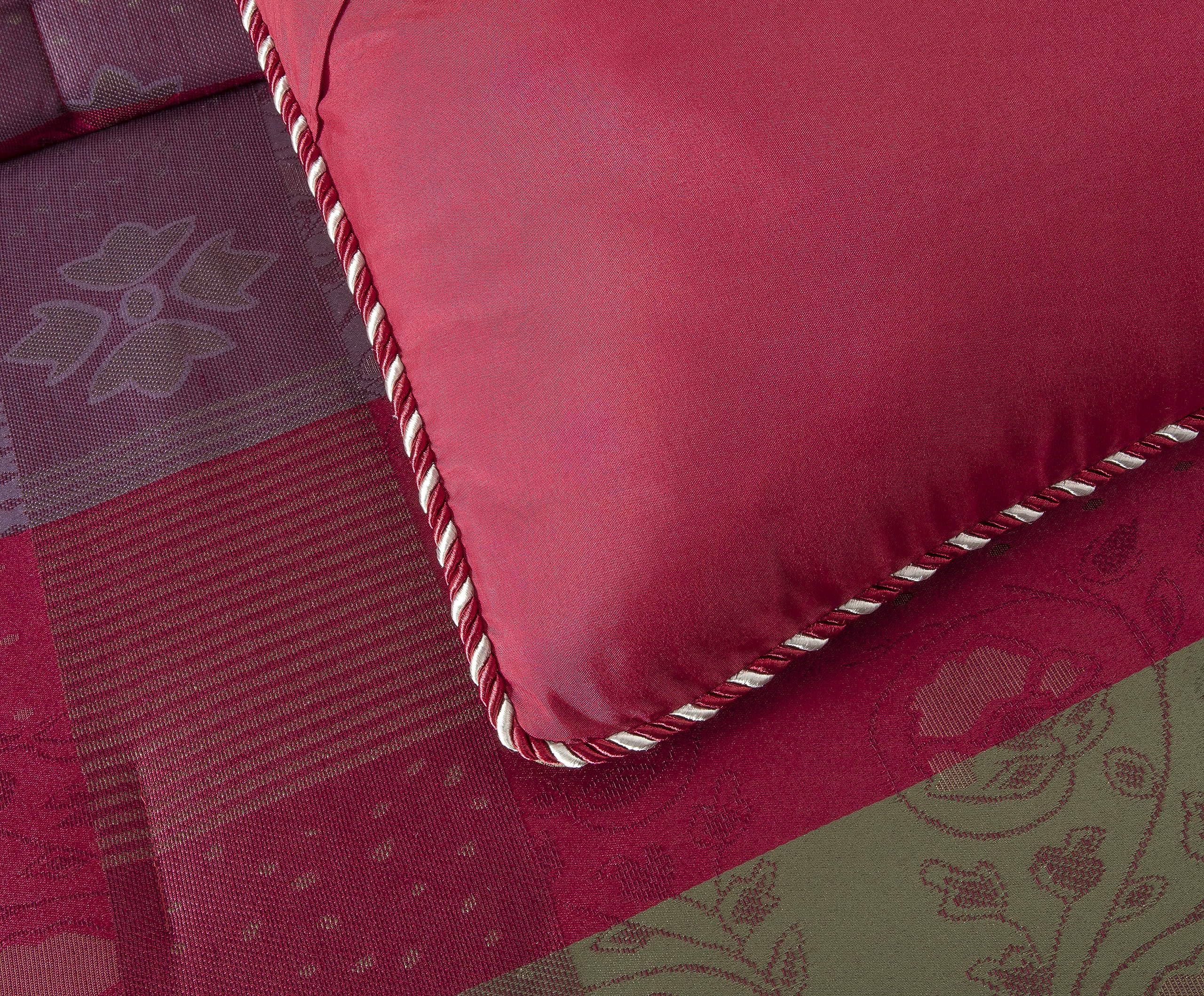 Chezmoi Collection Adelle 7-Piece Paisley Jacquard Embroidered Comforter Bedding Set, King Size