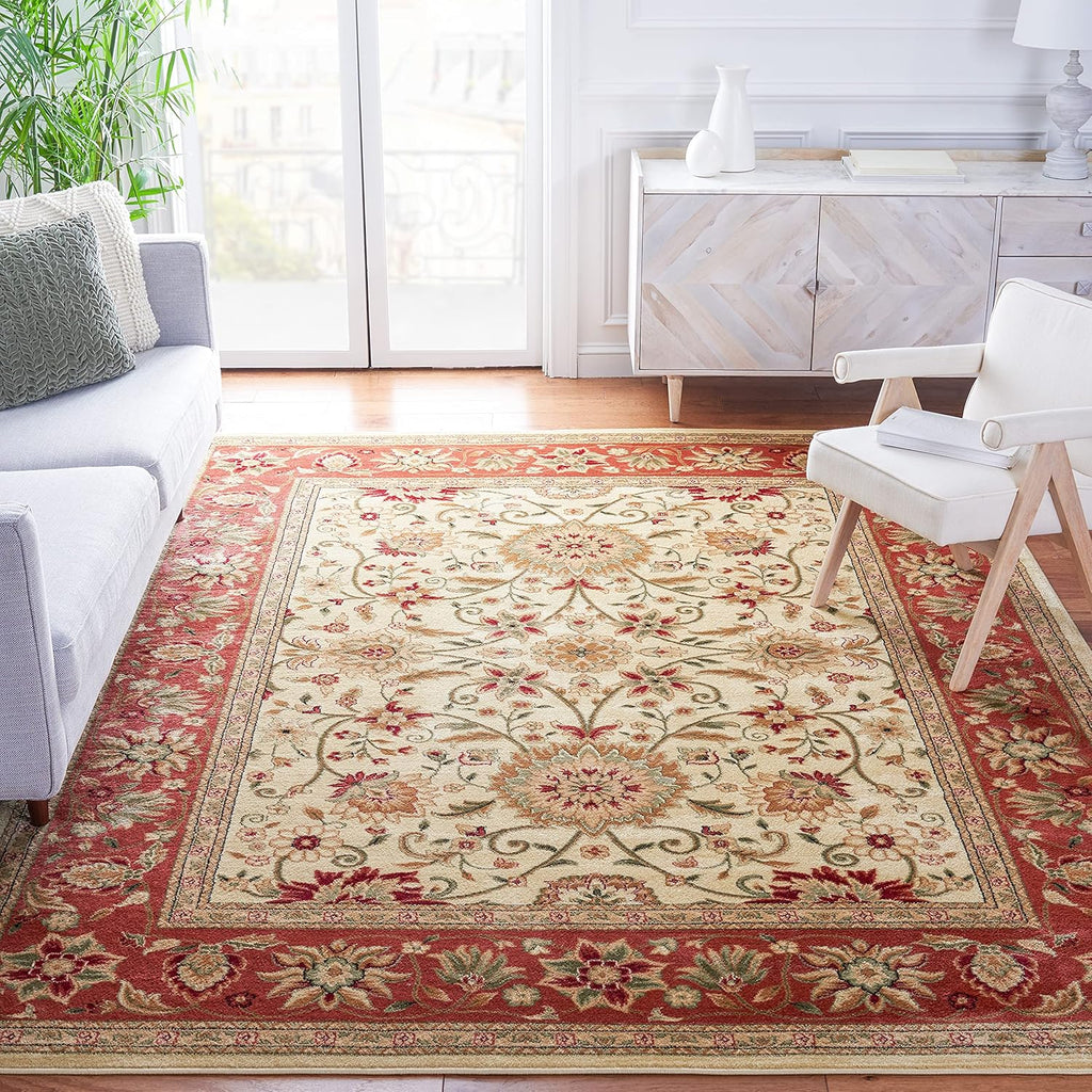 SAFAVIEH Lyndhurst Collection Area Rug - 5'3" x 7'6", Ivory & Red, Traditional Oriental Design, Non-Shedding & Easy Care, Ideal for High Traffic Areas in Living Room, Bedroom (LNH212K)