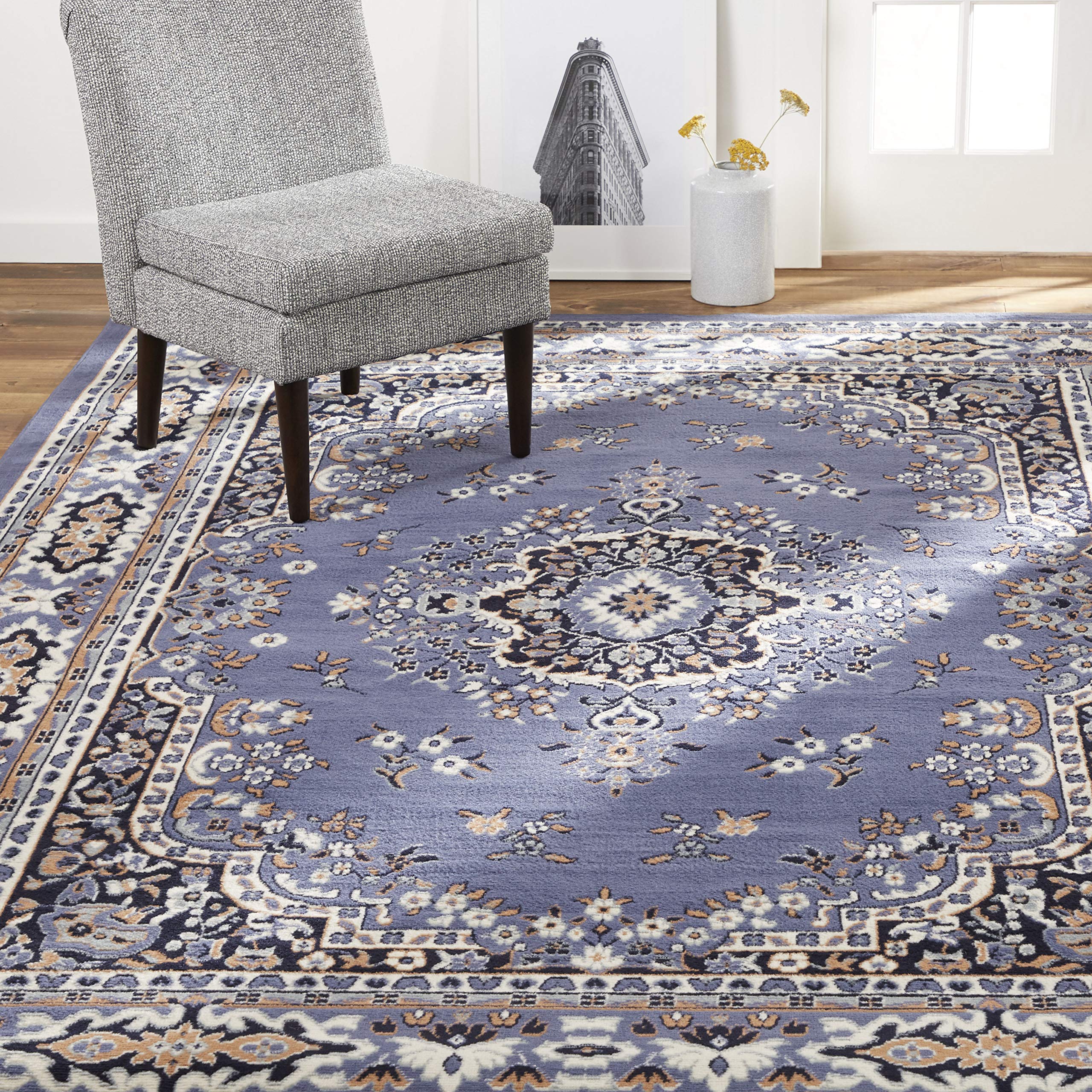 Home Dynamix Premium Sakarya Traditional Medallion Border Area Rug, Black, 21"x35" Rectangle