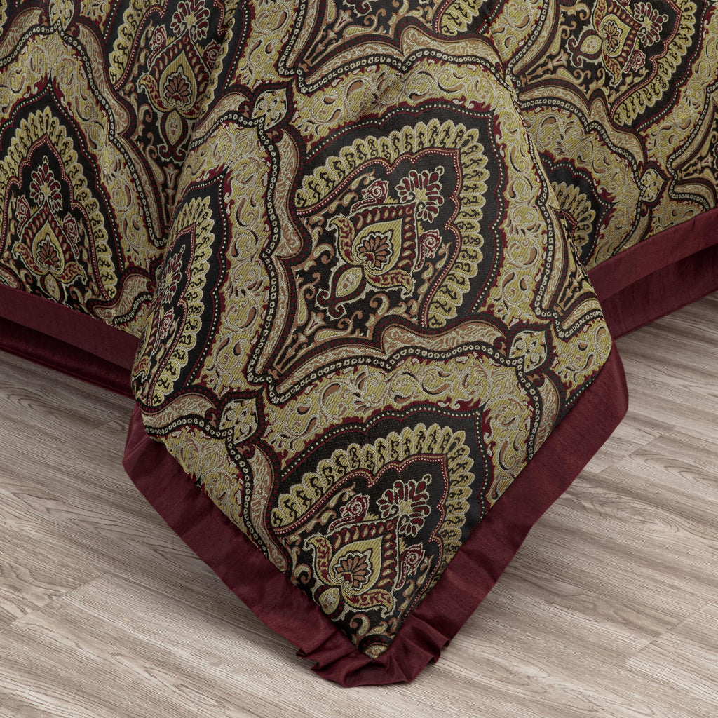 Chezmoi Collection Adelle 7-Piece Paisley Jacquard Embroidered Comforter Bedding Set, King Size