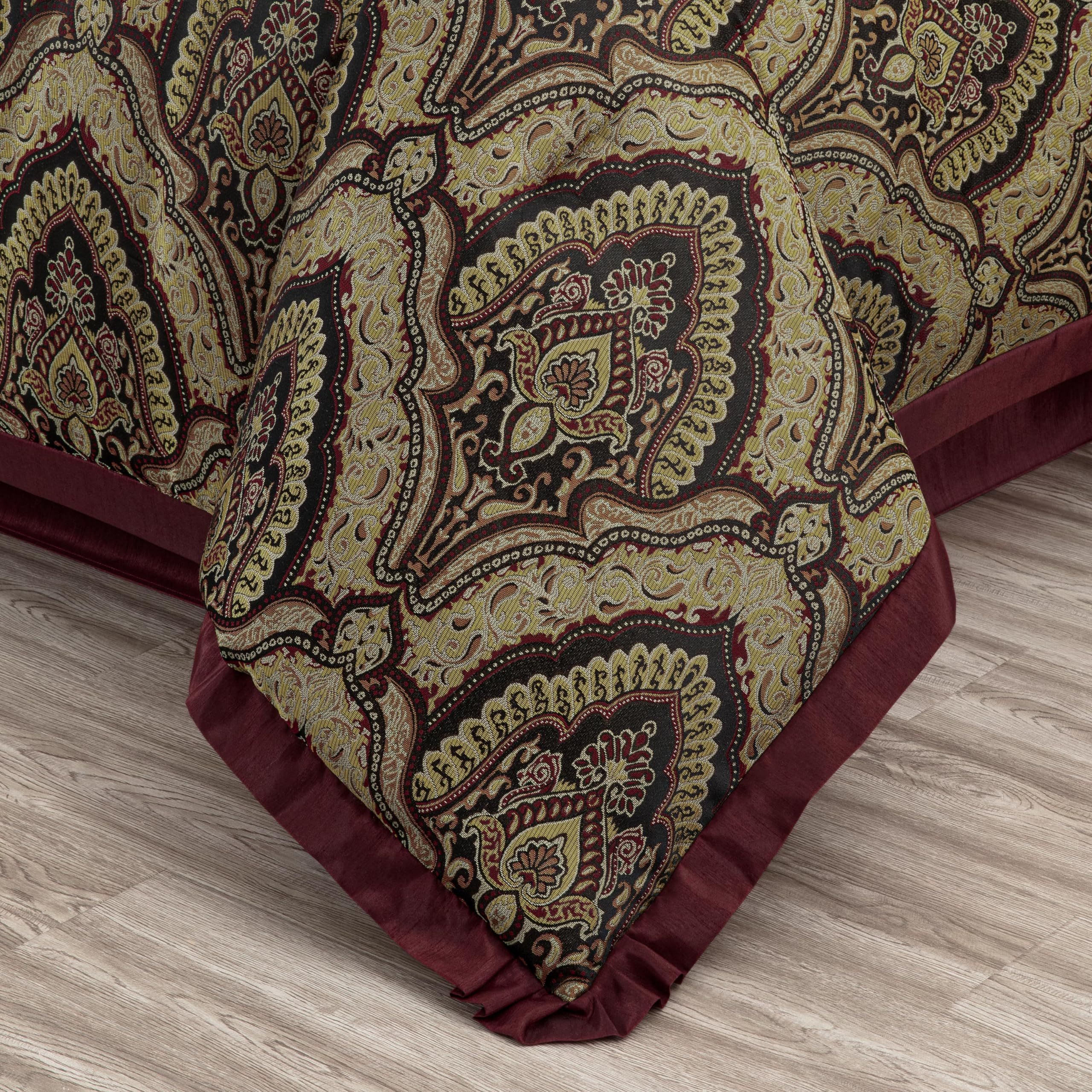 Chezmoi Collection Adelle 7-Piece Paisley Jacquard Embroidered Comforter Bedding Set, King Size