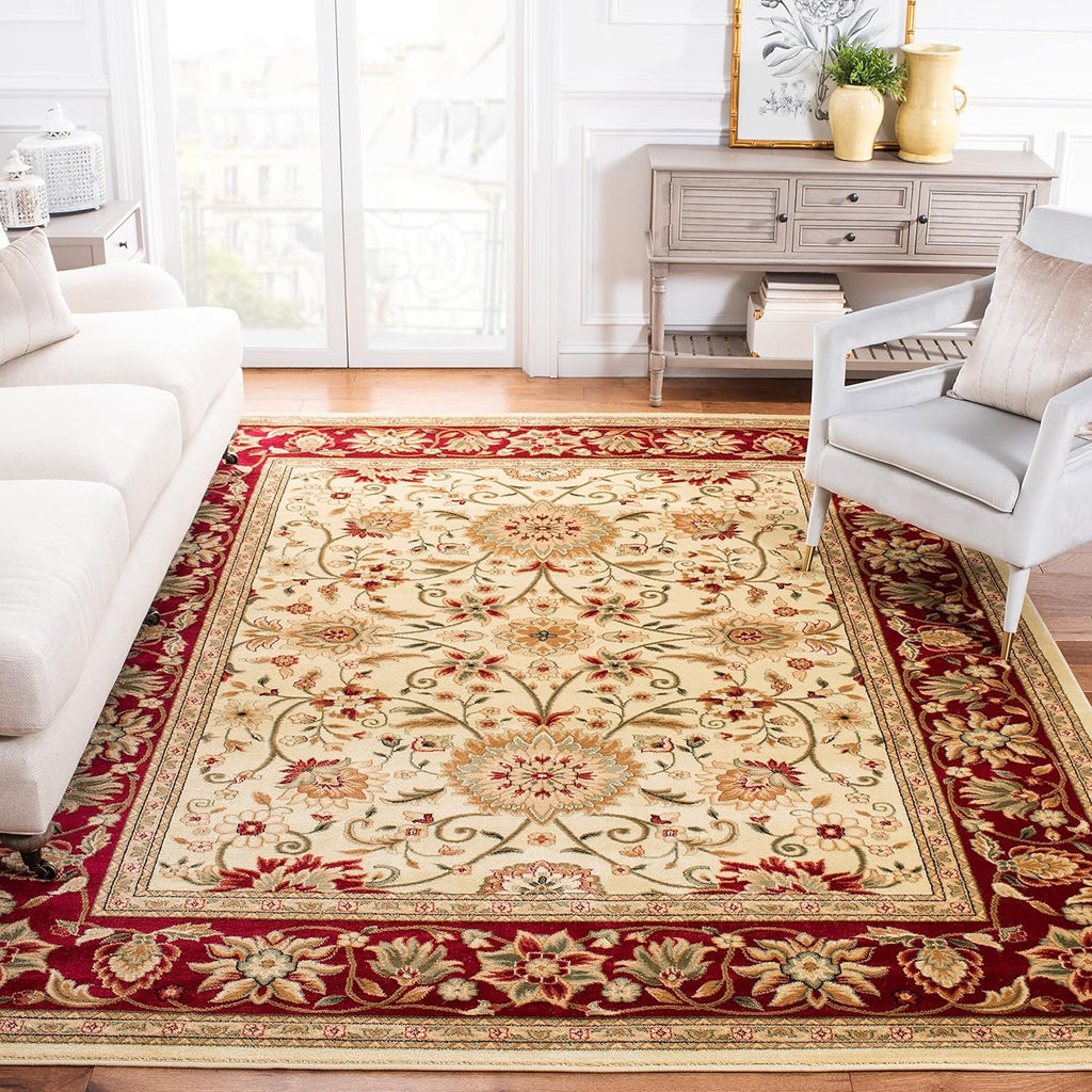 SAFAVIEH Lyndhurst Collection Area Rug - 5'3" x 7'6", Ivory & Red, Traditional Oriental Design, Non-Shedding & Easy Care, Ideal for High Traffic Areas in Living Room, Bedroom (LNH212K)