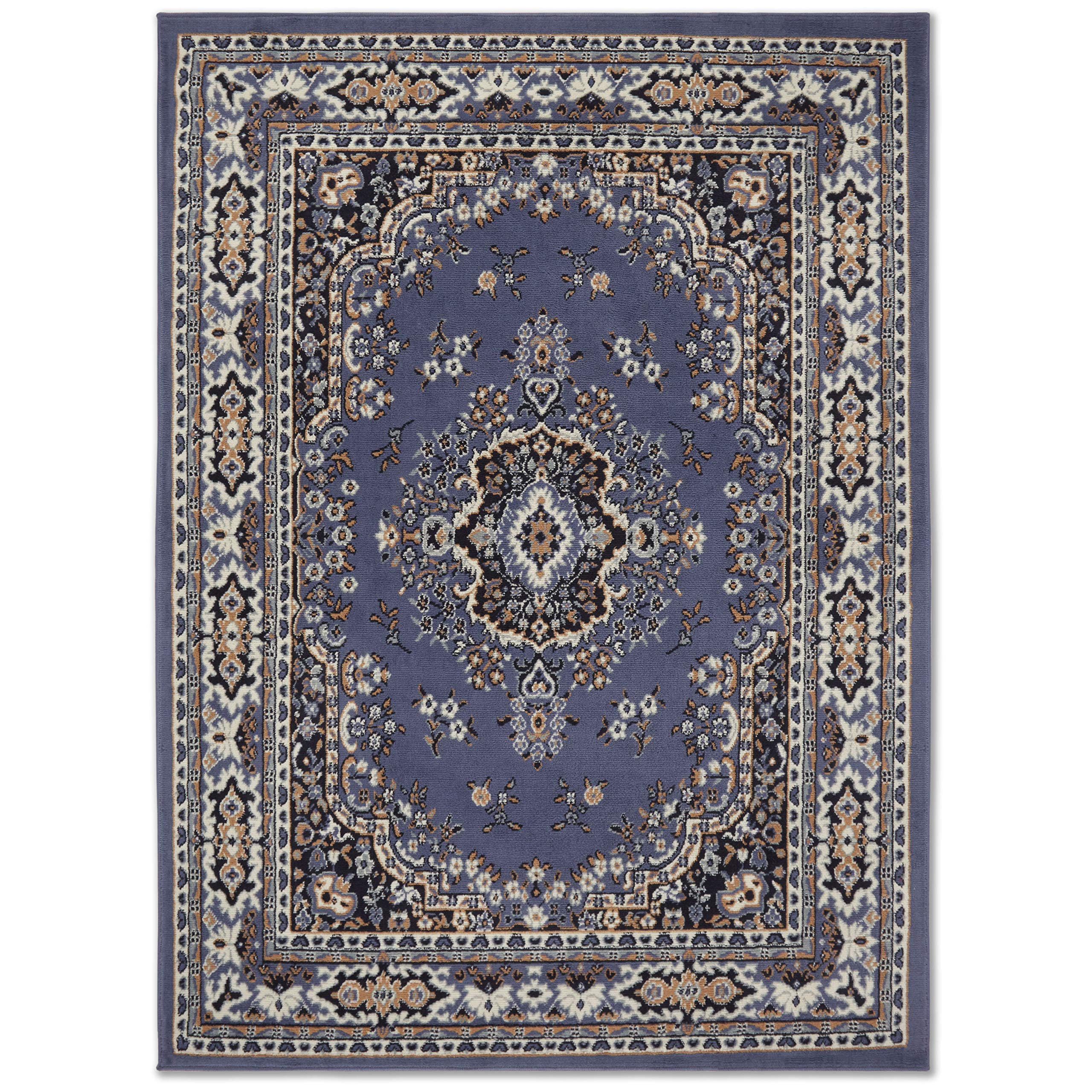 Home Dynamix Premium Sakarya Traditional Medallion Border Area Rug, Black, 21"x35" Rectangle