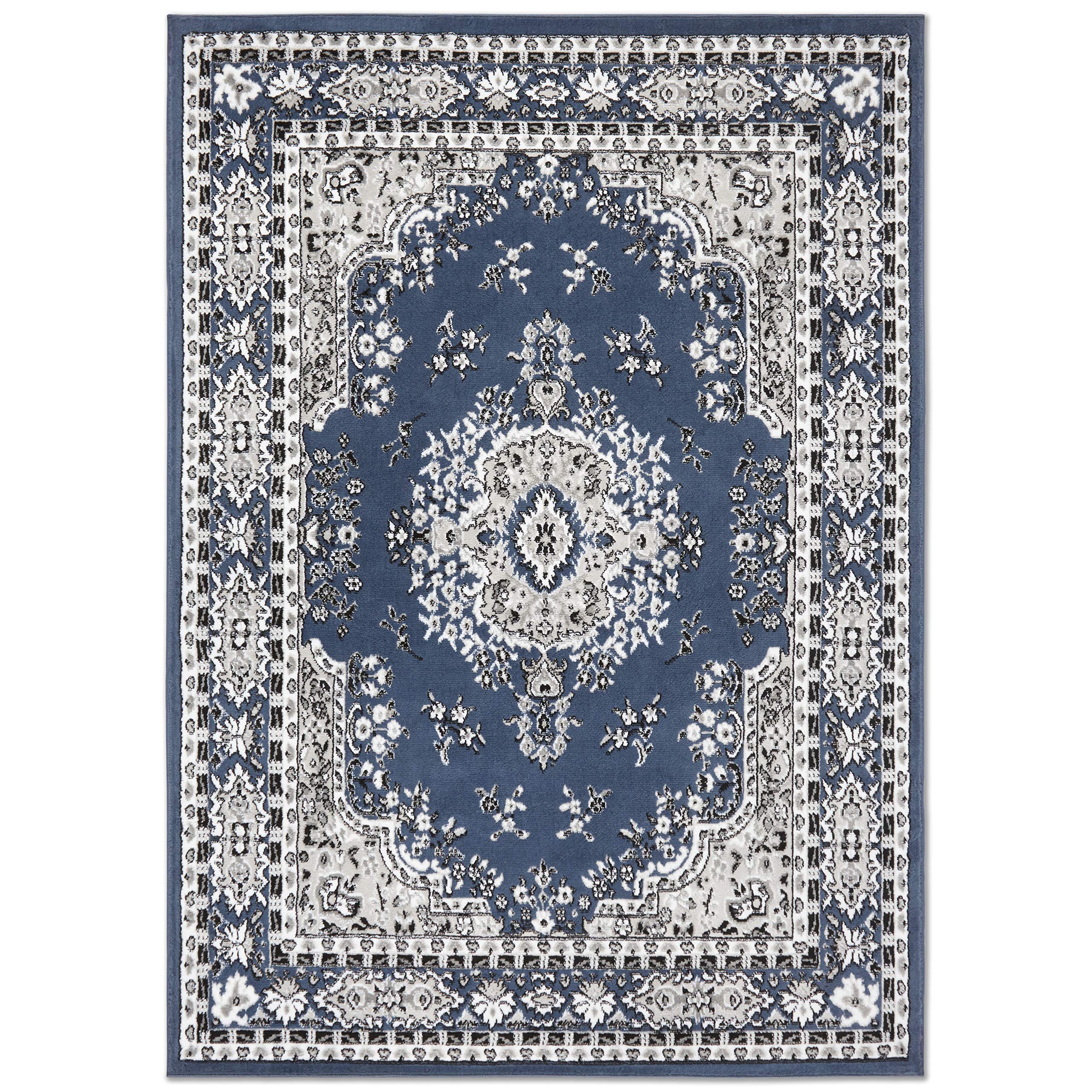 Home Dynamix Premium Sakarya Traditional Medallion Border Area Rug, Black, 21"x35" Rectangle