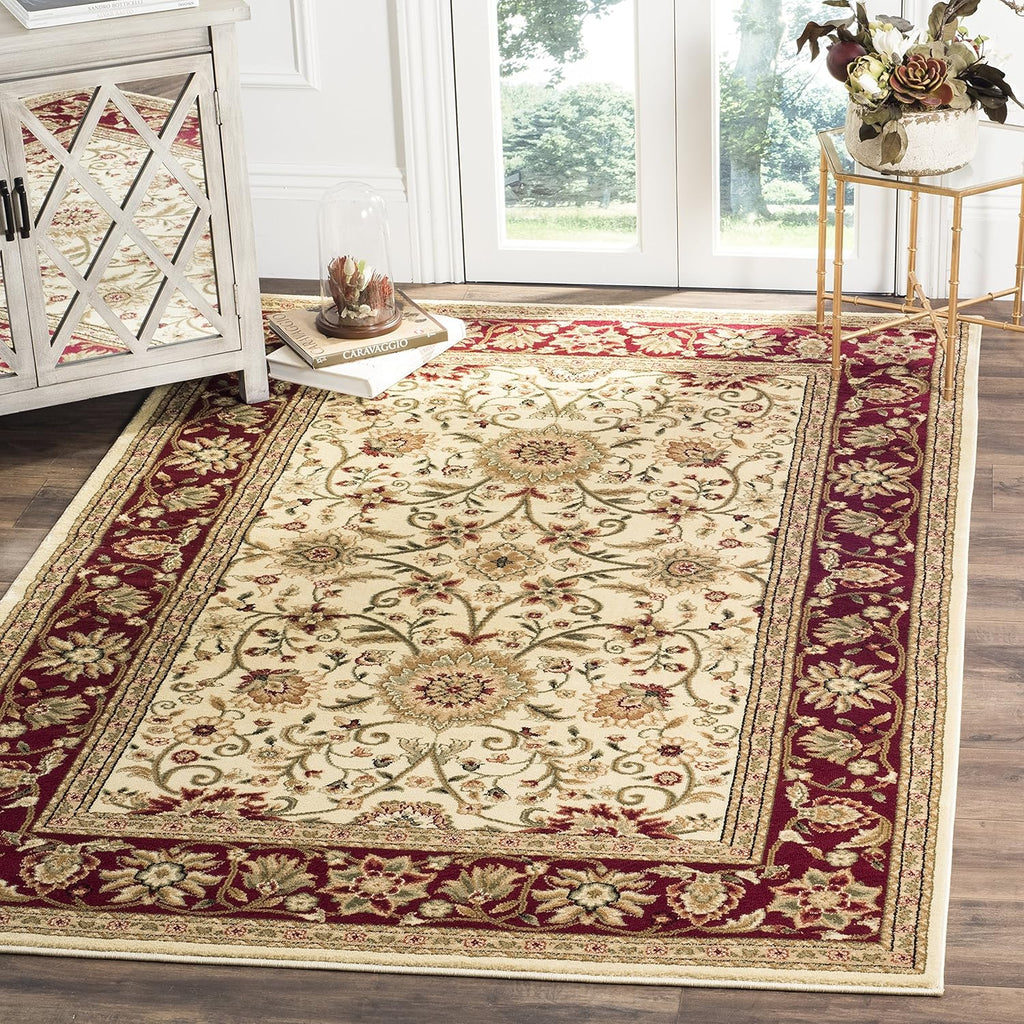 SAFAVIEH Lyndhurst Collection Area Rug - 5'3" x 7'6", Ivory & Red, Traditional Oriental Design, Non-Shedding & Easy Care, Ideal for High Traffic Areas in Living Room, Bedroom (LNH212K)