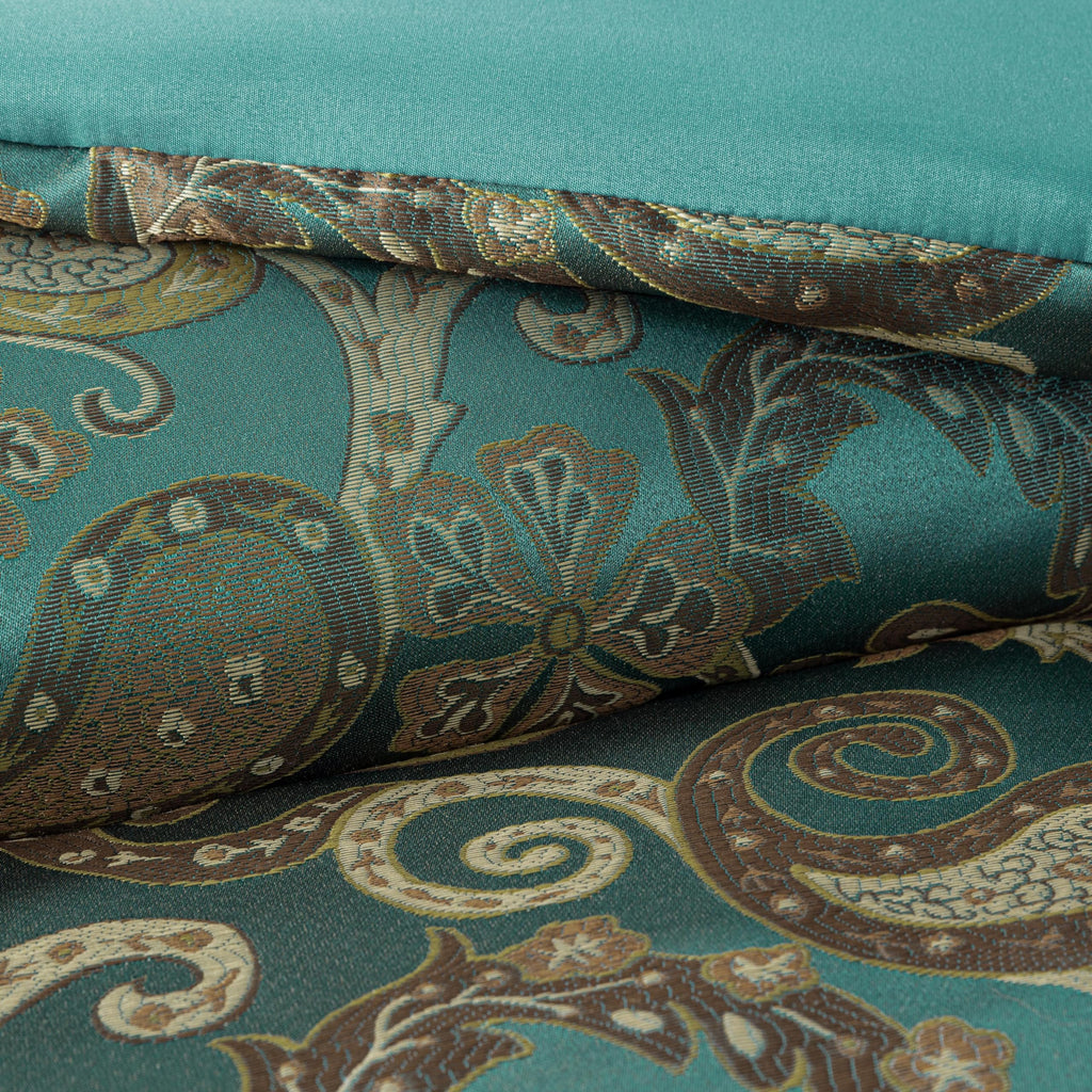 Chezmoi Collection Adelle 7-Piece Paisley Jacquard Embroidered Comforter Bedding Set, King Size