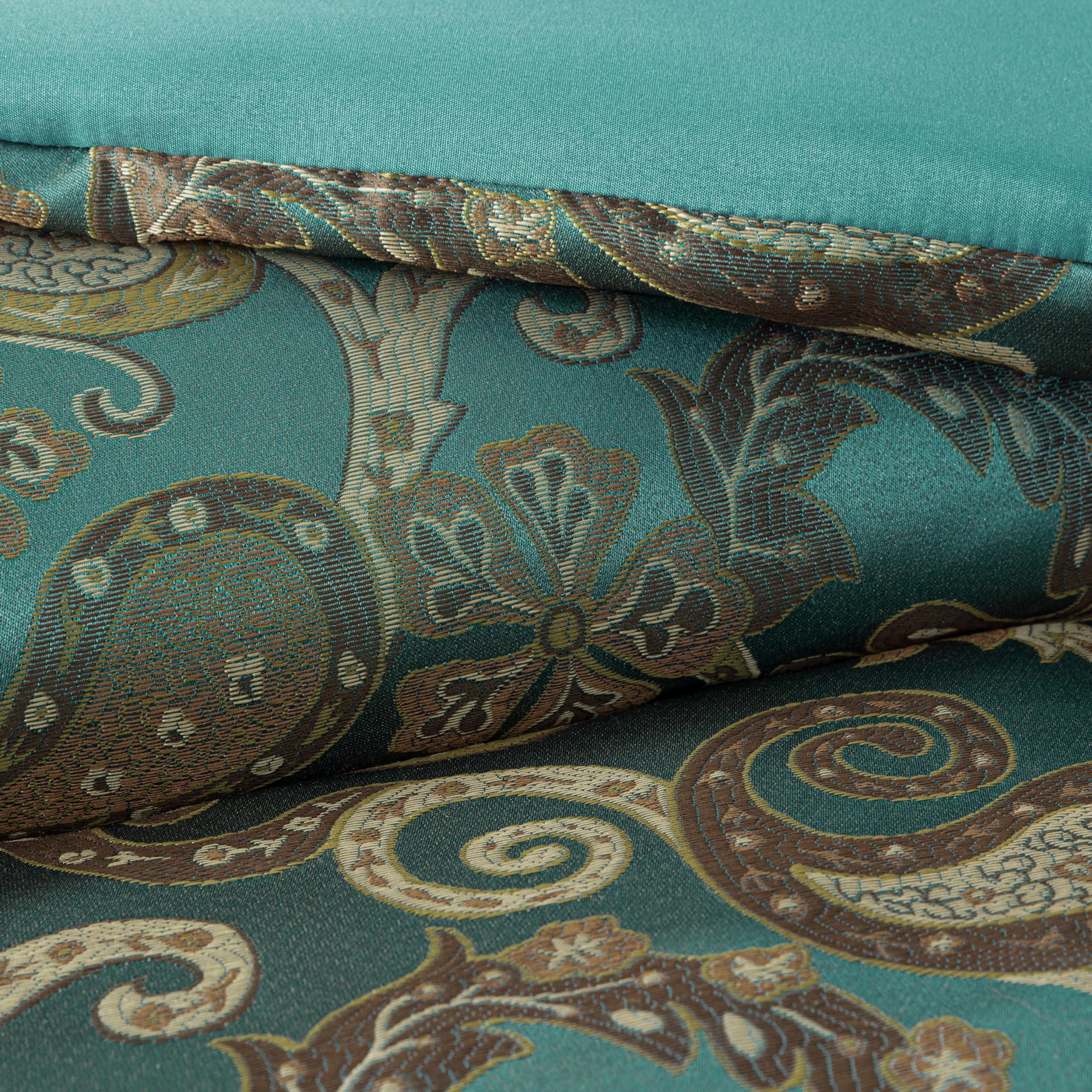 Chezmoi Collection Adelle 7-Piece Paisley Jacquard Embroidered Comforter Bedding Set, King Size