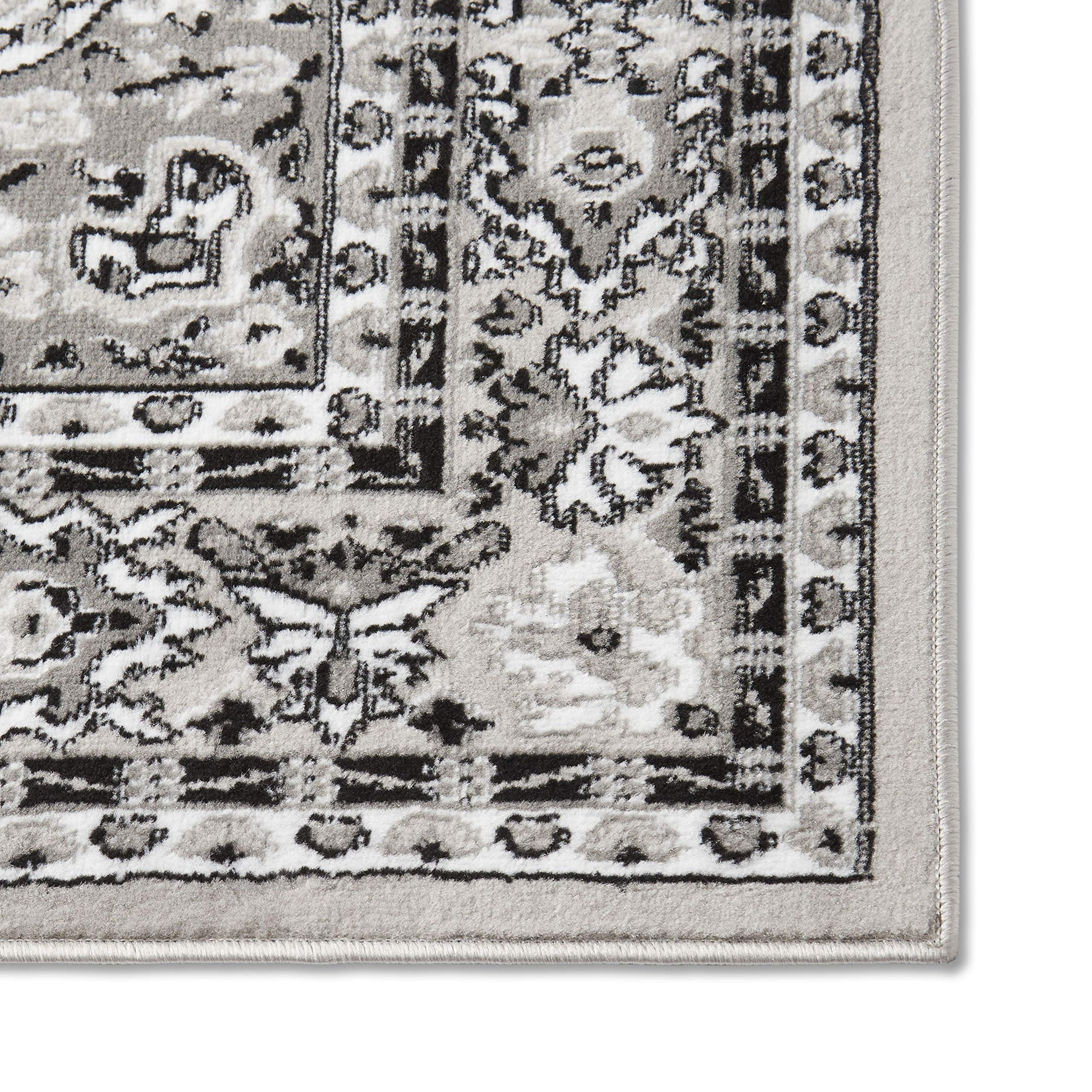 Home Dynamix Premium Sakarya Traditional Medallion Border Area Rug, Black, 21"x35" Rectangle