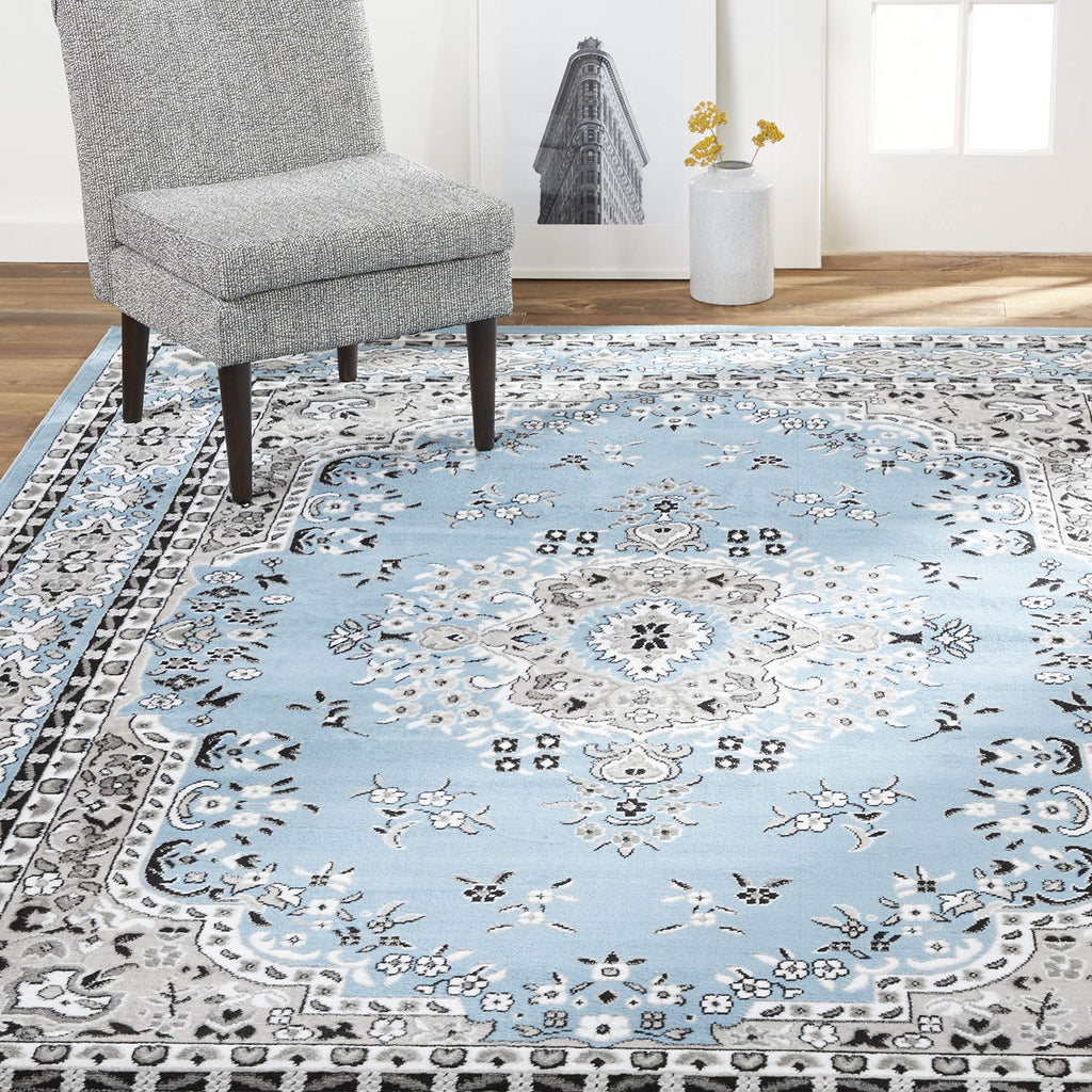 Home Dynamix Premium Sakarya Traditional Medallion Border Area Rug, Black, 21"x35" Rectangle