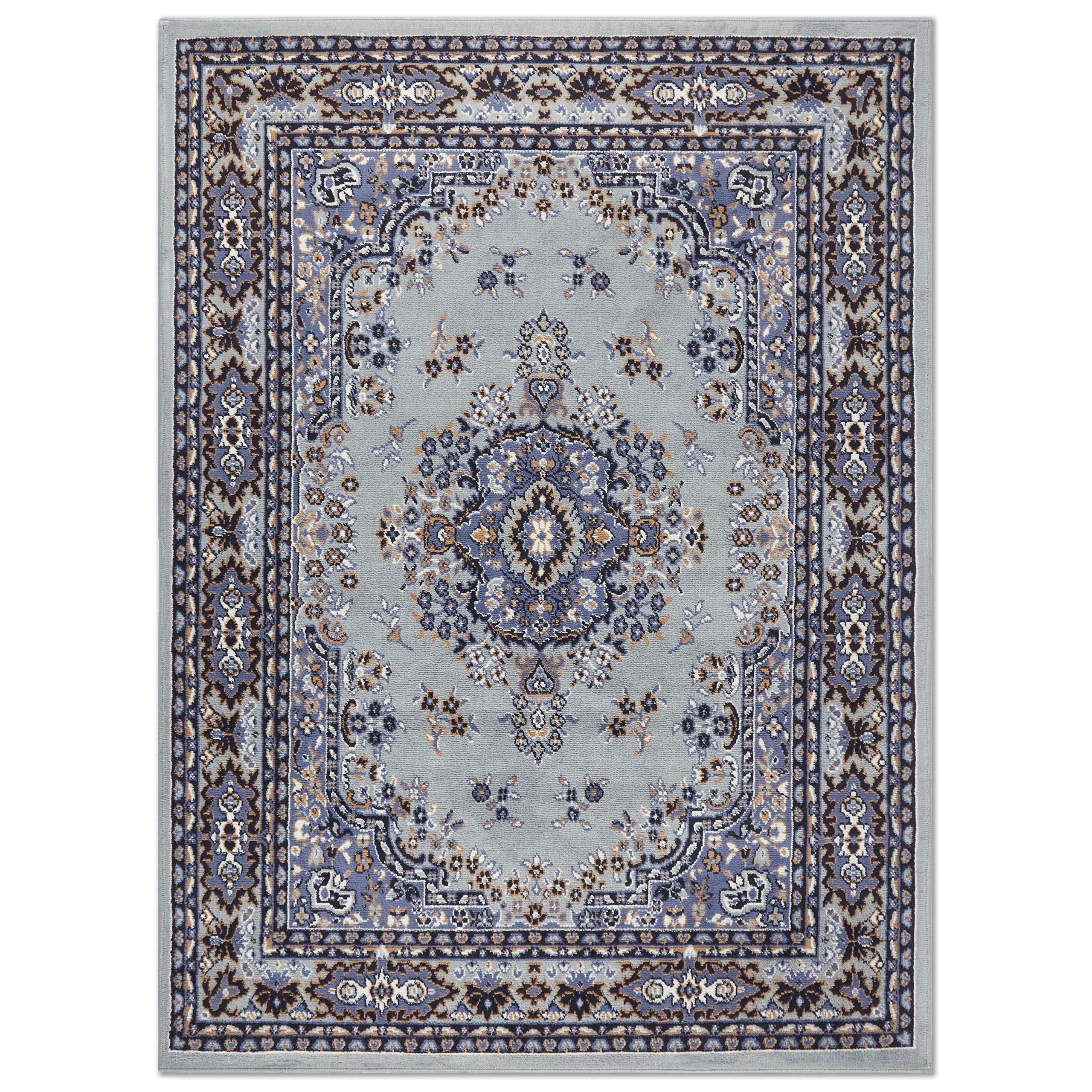 Home Dynamix Premium Sakarya Traditional Medallion Border Area Rug, Black, 21"x35" Rectangle