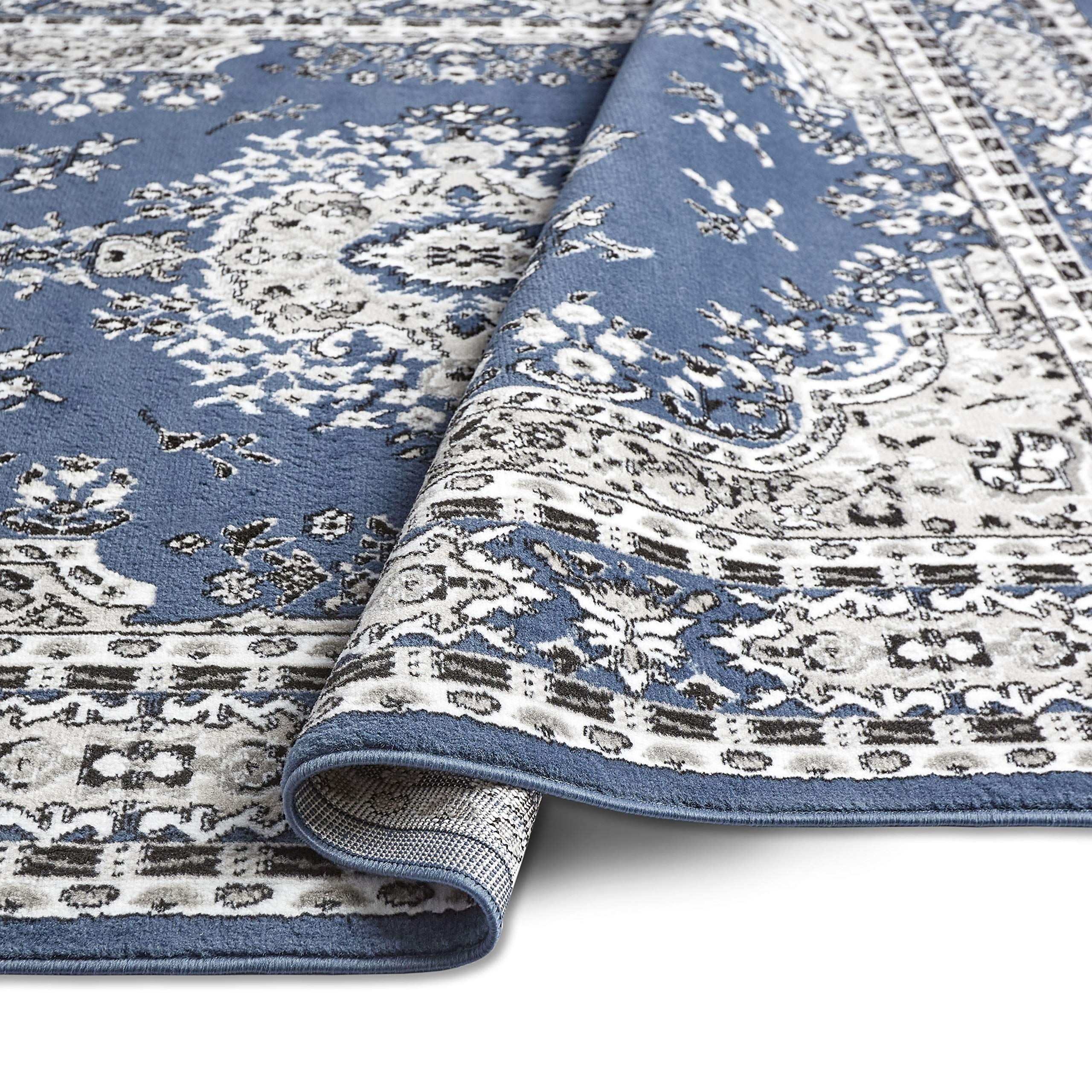 Home Dynamix Premium Sakarya Traditional Medallion Border Area Rug, Black, 21"x35" Rectangle