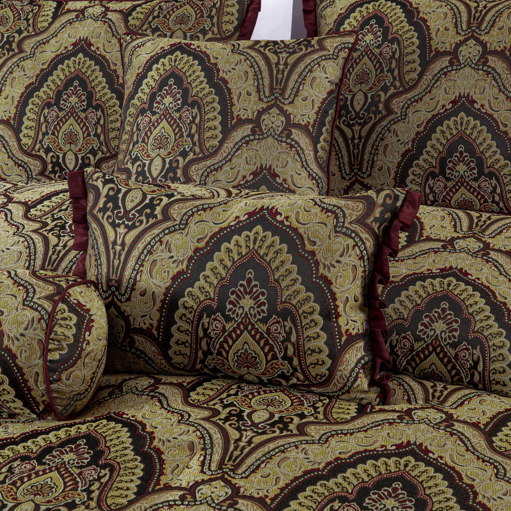 Chezmoi Collection Adelle 7-Piece Paisley Jacquard Embroidered Comforter Bedding Set, King Size