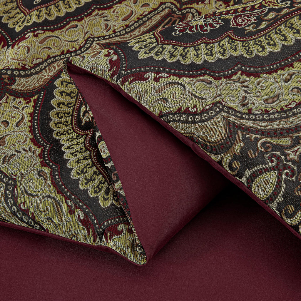 Chezmoi Collection Adelle 7-Piece Paisley Jacquard Embroidered Comforter Bedding Set, King Size