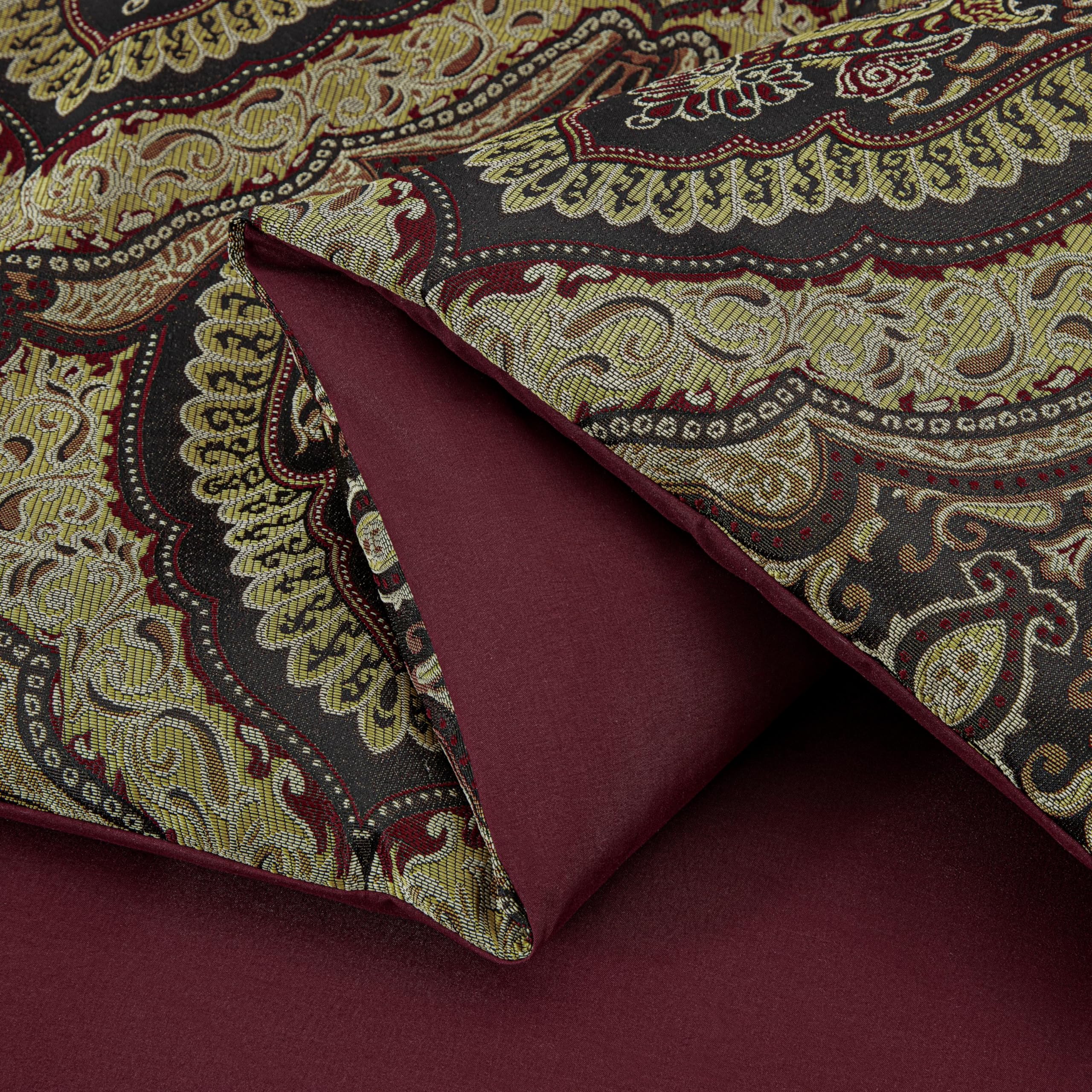 Chezmoi Collection Adelle 7-Piece Paisley Jacquard Embroidered Comforter Bedding Set, King Size