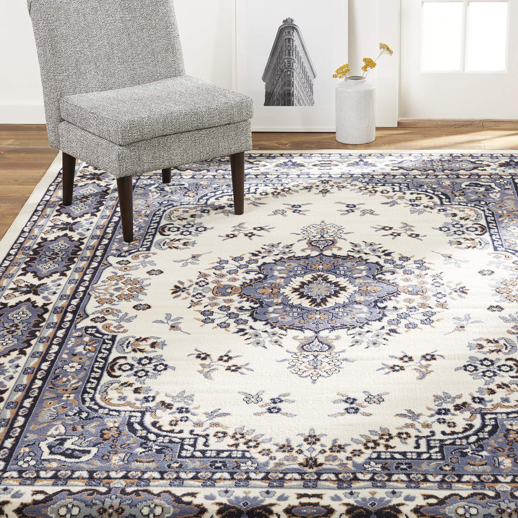 Home Dynamix Premium Sakarya Traditional Medallion Border Area Rug, Black, 21"x35" Rectangle