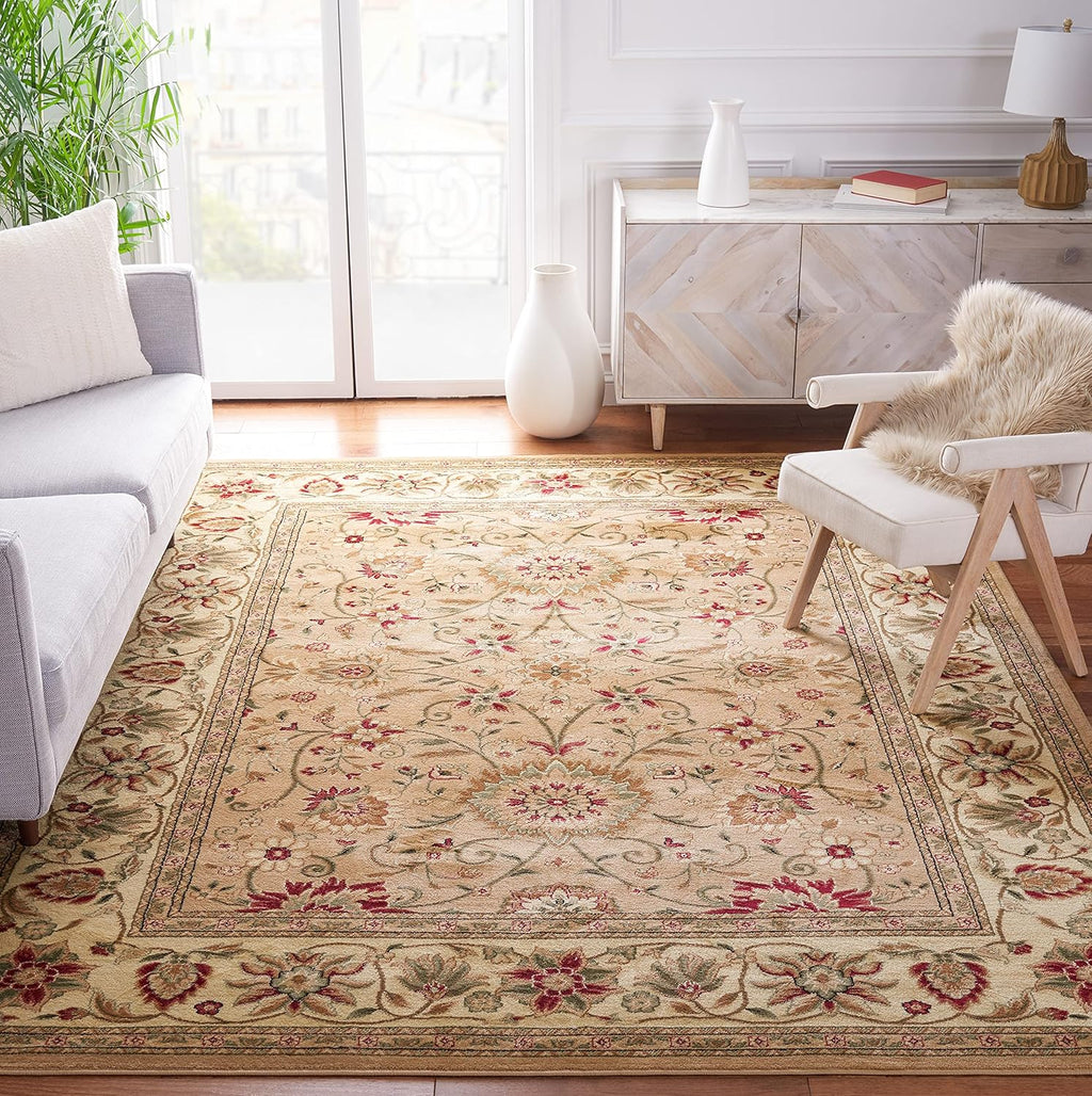 SAFAVIEH Lyndhurst Collection Area Rug - 5'3" x 7'6", Ivory & Red, Traditional Oriental Design, Non-Shedding & Easy Care, Ideal for High Traffic Areas in Living Room, Bedroom (LNH212K)