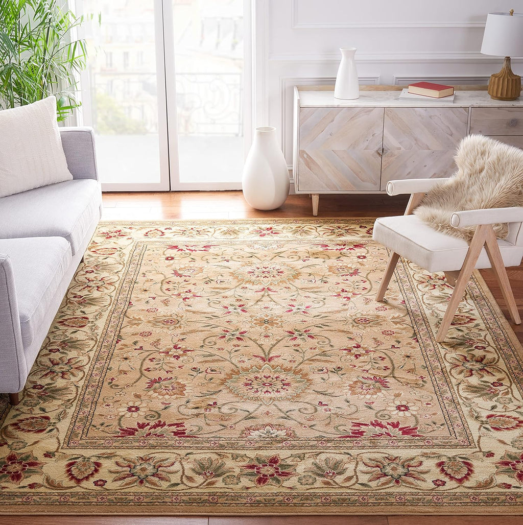 SAFAVIEH Lyndhurst Collection Area Rug - 5'3" x 7'6", Ivory & Red, Traditional Oriental Design, Non-Shedding & Easy Care, Ideal for High Traffic Areas in Living Room, Bedroom (LNH212K)
